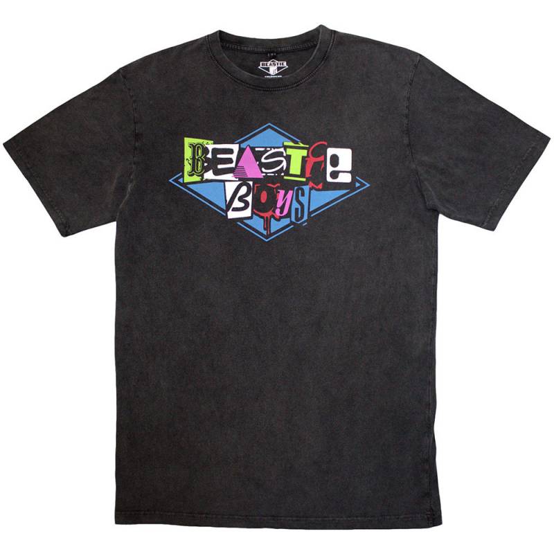 【予約商品】The BEASTIE BOYS Unisex Stone Wash バンドTシャツ: Multicolour Logo (Charcoal Grey)