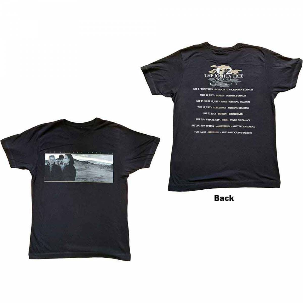 【予約商品】U2 バンドTシャツ ユニセックス: Joshua Tree Photo (Black) (Back Print & Ex-Tour) - BLACK