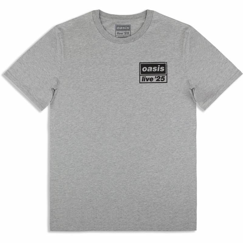 【予約商品】OASIS バンドTシャツ ユニセックス: Live 25 Distressed Lockup Pocket (Grey) (Ex-Tour)