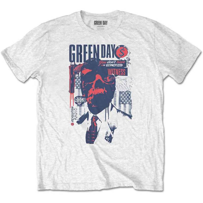 【予約商品】GREEN DAY バンドTシャツ ユニセックス: Patriot Witness (White) - WHITE