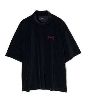 【予約商品】glamb(グラム) GB0424/CS19 : Velour Mock Neck Cutsew / ベロアモックネックカットソー - Black
