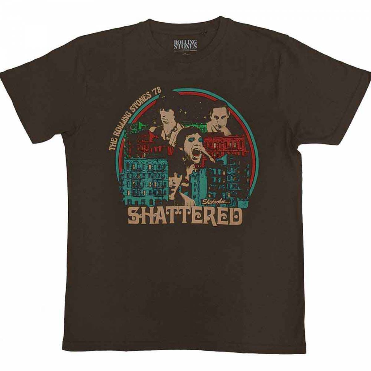 【予約商品】THE ROLLING STONES バンドTシャツ ユニセックス: Some Girls Shattered (Brown) - BROWN