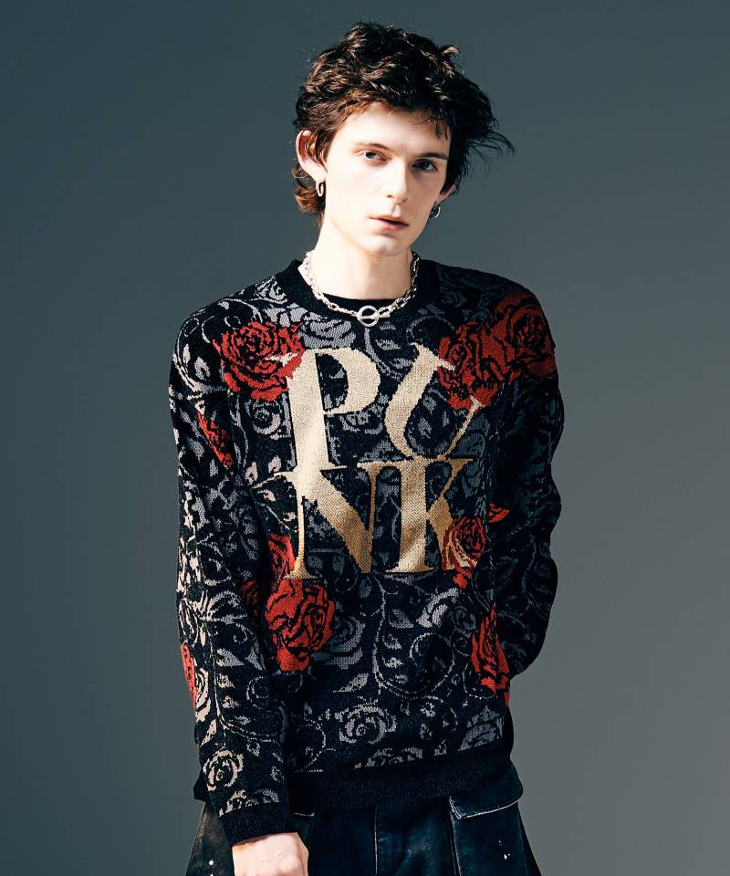 【予約商品】glamb(グラム)Punk Flower Knit / パンクフラワーニット - Black