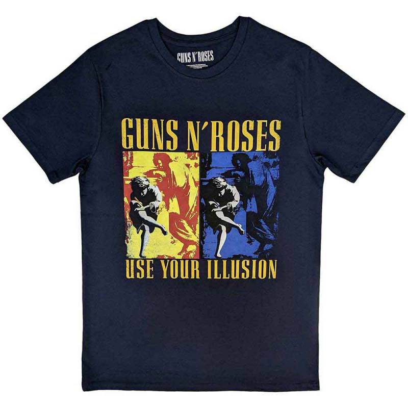【予約商品】GUNS N' ROSES バンドTシャツ ユニセックス: Use Your Illusion Navy (Navy Blue)