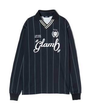 【予約商品】glamb(グラム) GB0424/CS10 : Stripe Football Cutsew / ストライプフットボールカットソー - Black