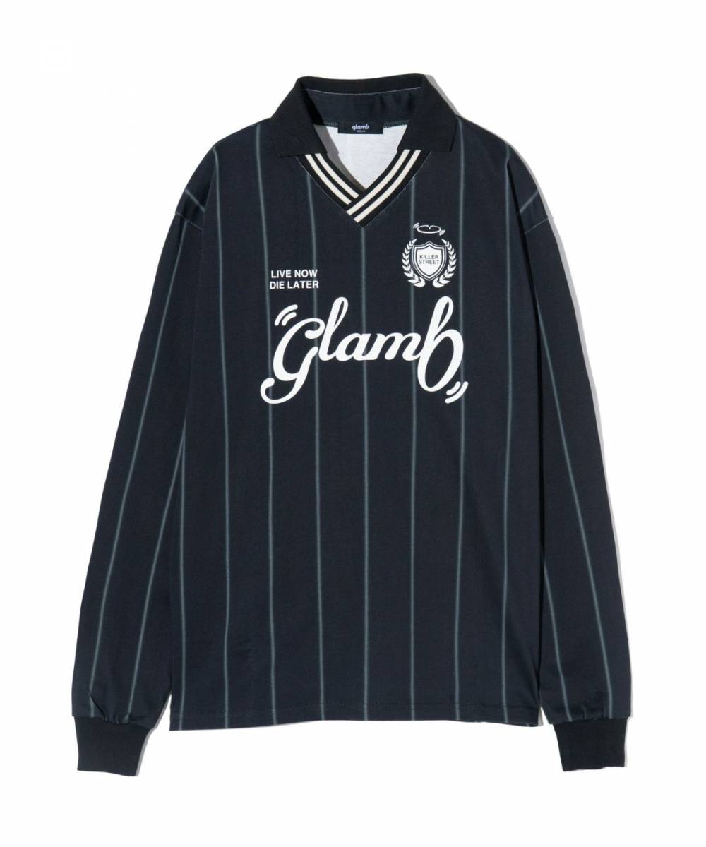【予約商品】glamb(グラム) GB0424/CS10 : Stripe Football Cutsew / ストライプフットボールカットソー - Black