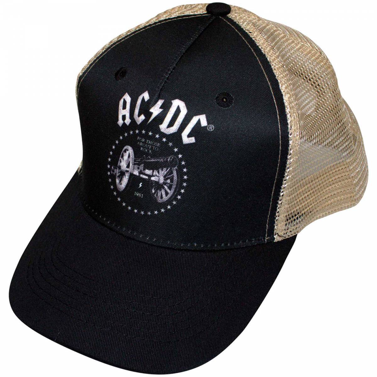 【予約商品】AC/DC Unisex Mesh Back Cap: For Those About To Rock (Black & Sand) - BLACK & SAND