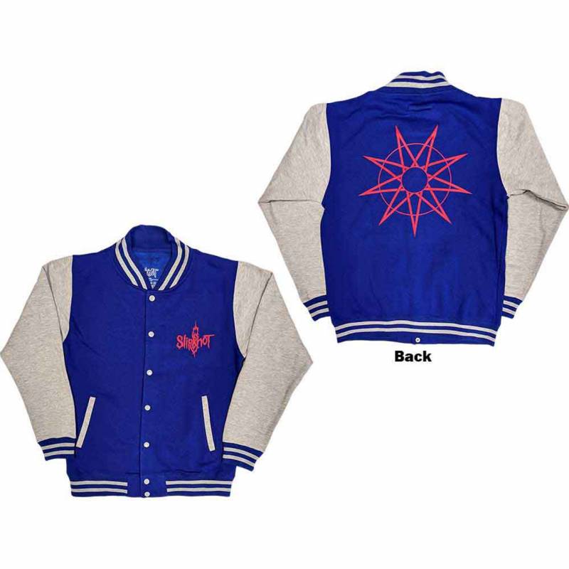【予約商品】SLIPKNOT Unisex Varsity Jacket: 9 Point Star (Blue & Grey) (Back Print)