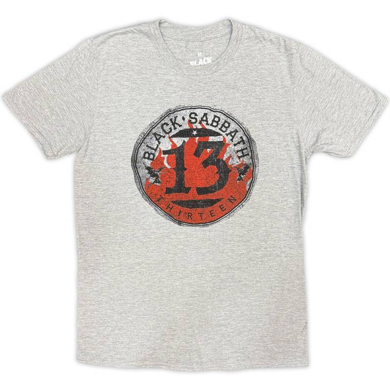 【予約商品】BLACK SABBATH バンドTシャツ ユニセックス: 13 Flame Circle (Grey)