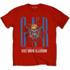 【予約商品】GUNS N' ROSES バンドTシャツ ユニセックス: Bandana Skull (Red)