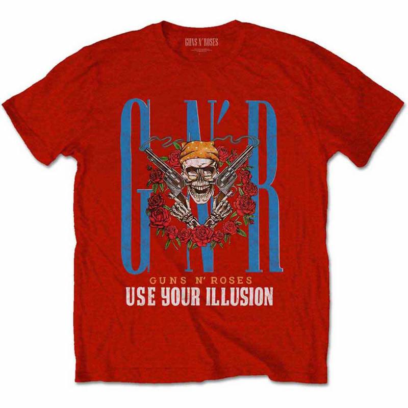 【予約商品】GUNS N' ROSES バンドTシャツ ユニセックス: Bandana Skull (Red)