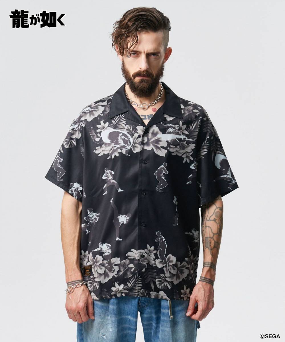 【予約商品】龍が如く×glamb(グラム) GB0225/LD02 : Mad Dog Aloha Shirt / マッドドッグアロハシャツ - Black