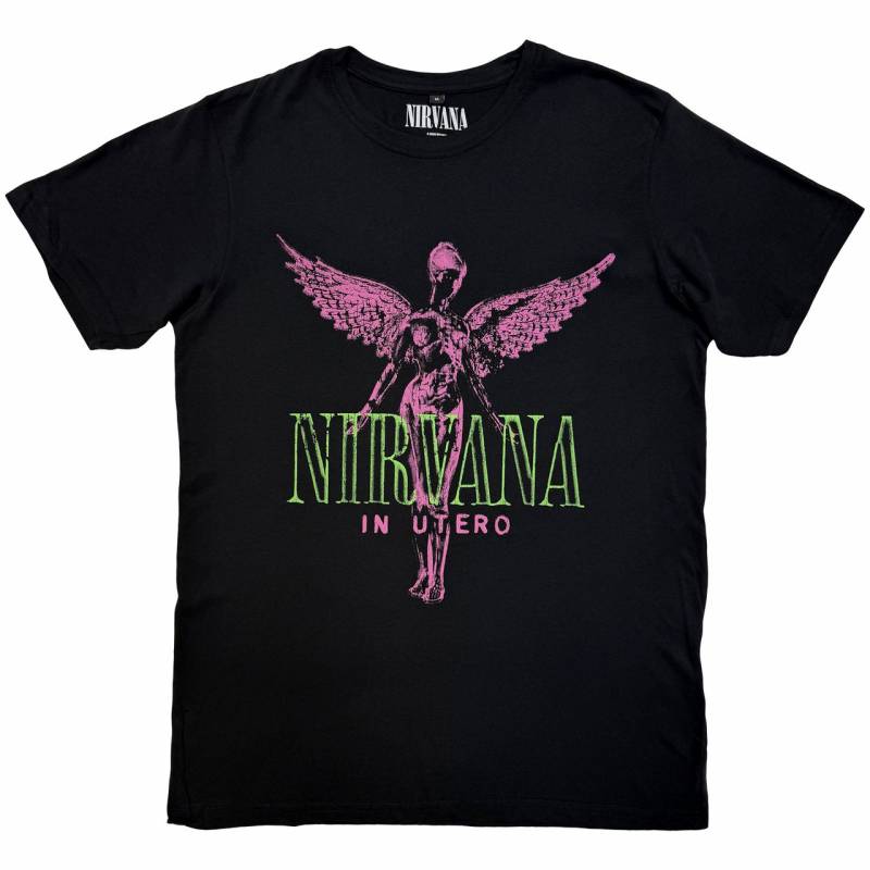 NIRVANA Unisex Premium Carbon バンドTシャツ: In Utero Purple Angel (Black)