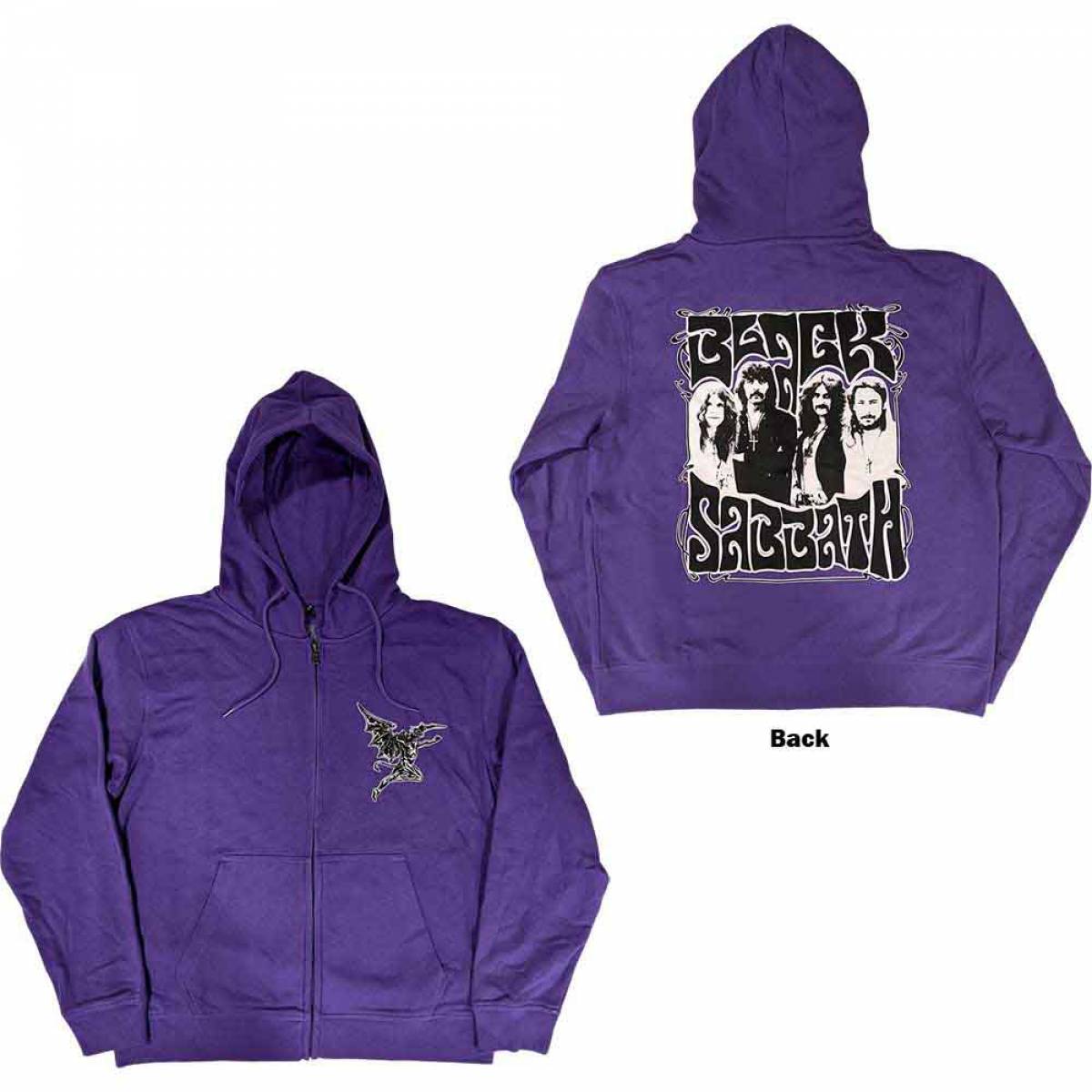 【予約商品】BLACK SABBATH Unisex Zipped Hoodie: Henry Pocket Logo (Back Print) - PURPLE