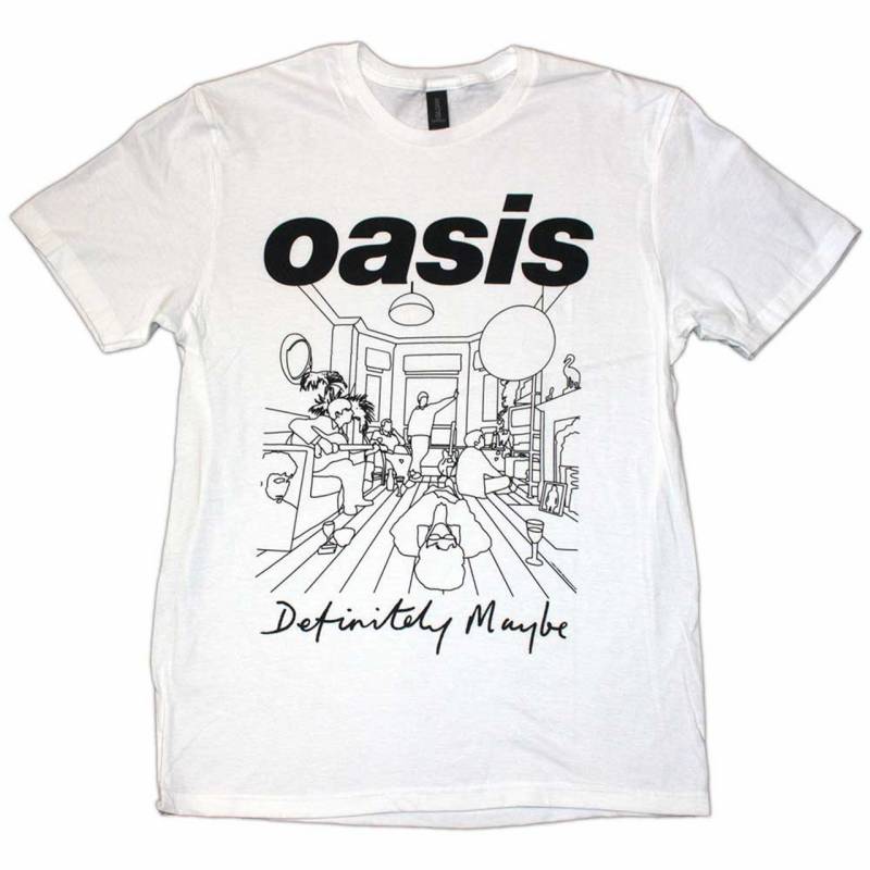 【予約商品】OASIS バンドTシャツ ユニセックス: Definitely Maybe Line Drawing (White)