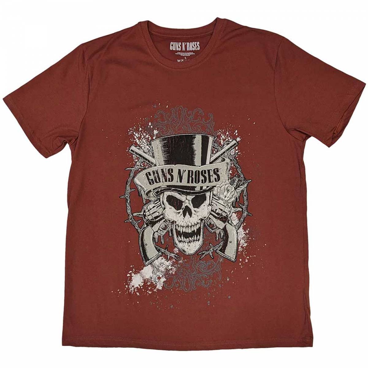 【予約商品】GUNS N' ROSES バンドTシャツ ユニセックス: Faded Skull (Red) - RED
