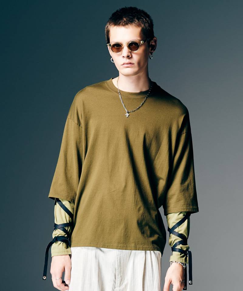 【予約商品】glamb(グラム)Blow Layered Cutsew / ブロウレイヤードカットソー - Khaki