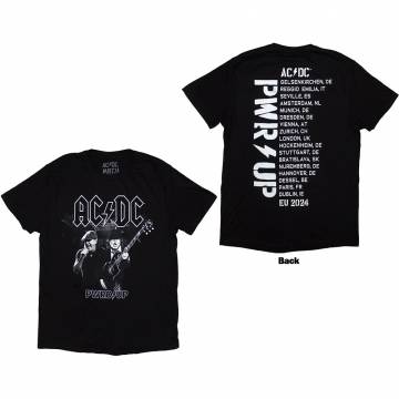 【予約商品】AC/DC バンドTシャツ ユニセックス: PWRD-UP B&W Photo EU Tour '24 (Black) (Back Print & Ex-Tour) - BLACK