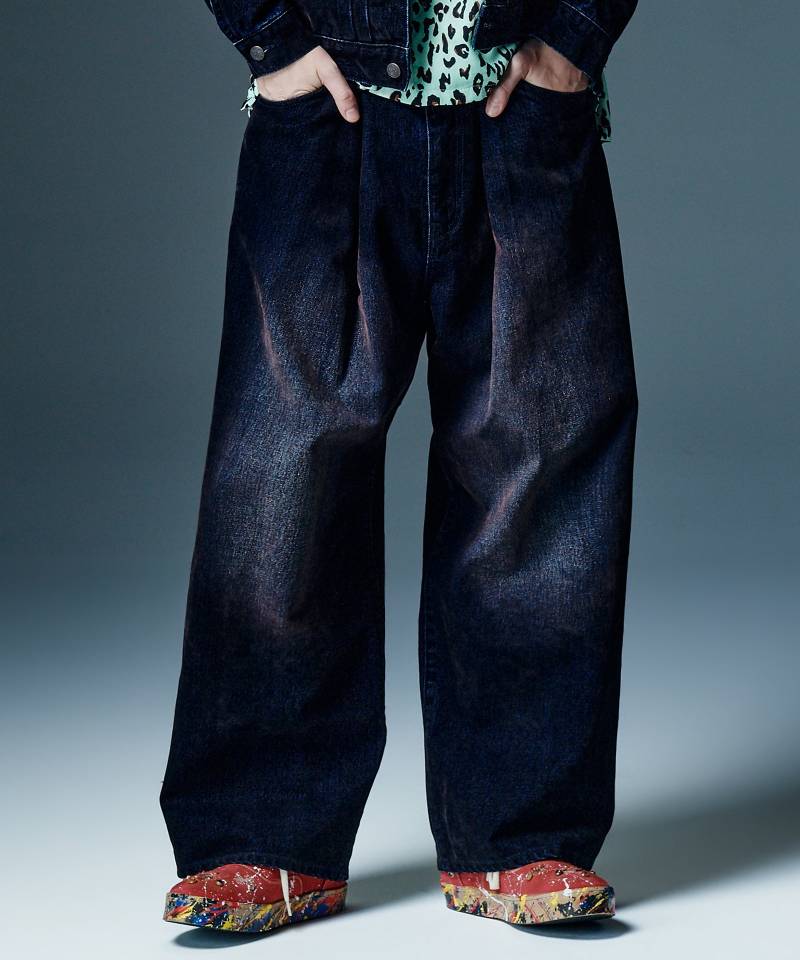 【予約商品】glamb(グラム) Gloss Flockey Denim Pants / グロスフロッキーデニムパンツ - Black
