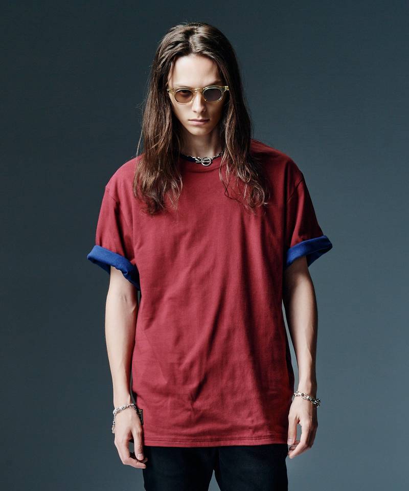 【予約商品】glamb(グラム) Staple Reversible T-Shirt / ステープルリバーシブルTシャツ - Navy×Red