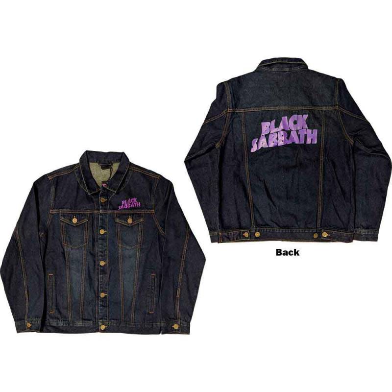 【予約商品】BLACK SABBATH Unisex Denim Jacket: Wavy Logo (Denim Blue) (Back Print)
