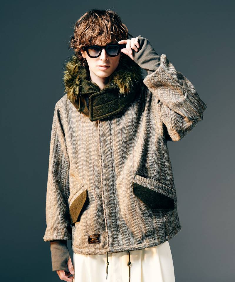 【予約商品】glamb(グラム)High Neck Short Mods Coat / ハイネックショートモッズコート - Gray