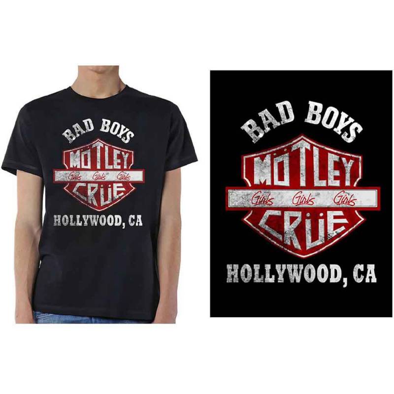 【予約商品】MOTLEY CRUE バンドTシャツ ユニセックス: Bad Boys Shield (Black)