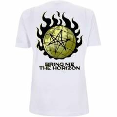 【予約商品】BRING ME THE HORIZON バンドTシャツ ユニセックス: Globe (White) (Back Print) - WHITE