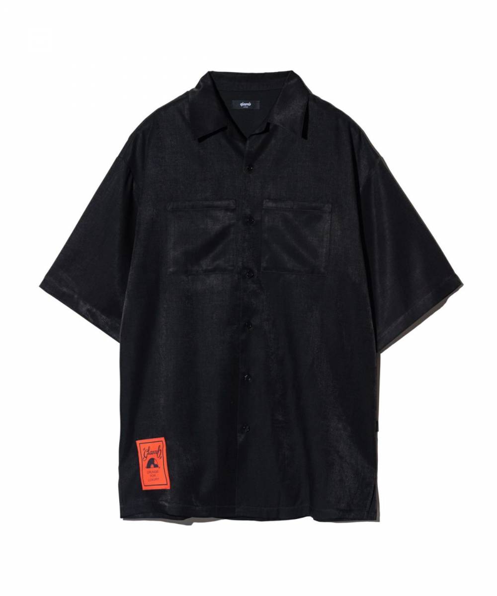 【予約商品】glamb(グラム)GB0125/SH08 : Orange Tag Rayon Shirt / オレンジタグレーヨンシャツ - Black