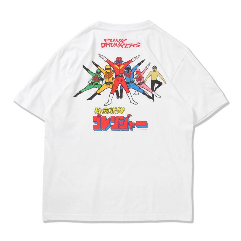 【予約商品】PUNK DRUNKERS (パンク・ドランカーズ) ［PDSx秘密戦隊ゴレンジャー］ゴレンジャーとあいつTEE - WHITE