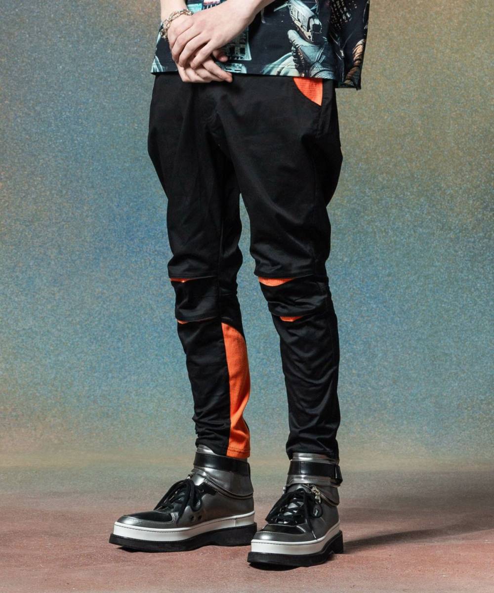 【予約商品】glamb(グラム)GB0225/P06 : Astronaut Tapered Pants / アストロノートテーパードパンツ - Black×Orange