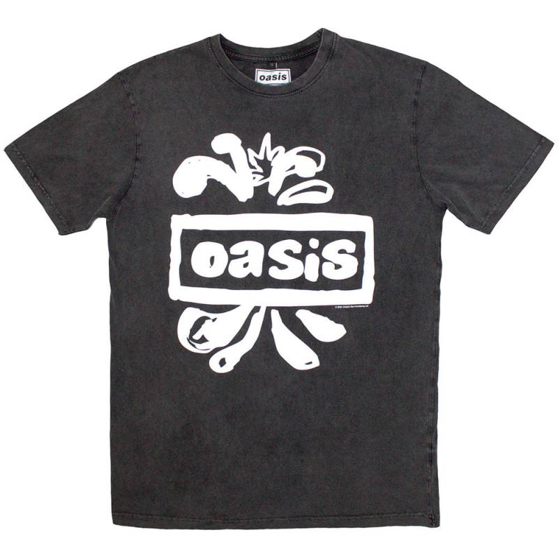 【予約商品】OASIS Unisex Stone Wash バンドTシャツ: Logo Splat (Charcoal Grey)