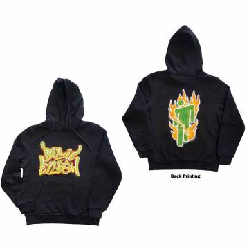 【予約商品】BILLIE EILISH Unisex Pullover Hoodie: Airbrush Flames Blohsh (Dark Grey) (Back Print) - DARK GREY