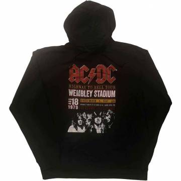 【予約商品】AC/DC Unisex Eco Pullover Hoodie: Wembley '79 (Black) - BLACK