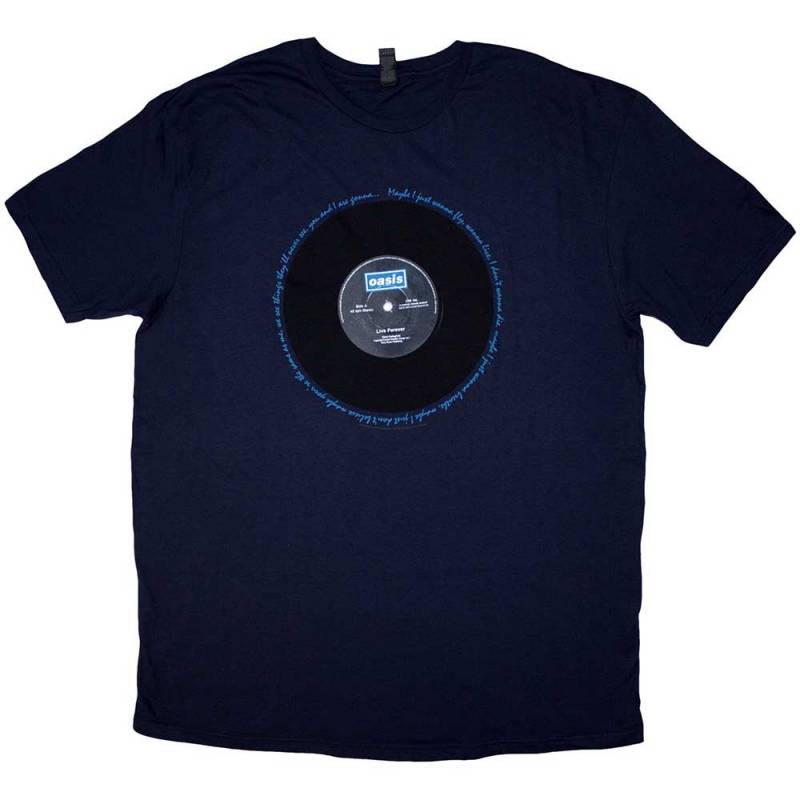 【予約商品】OASIS バンドTシャツ ユニセックス: Live Forever Single (Denim Blue)