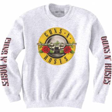 【予約商品】GUNS N' ROSES Unisex Sweatshirt: Classic Text & Logos (White) (Sleeve Print) - WHITE