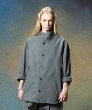 【予約商品】glamb(グラム)GB0225/SH12 : Deformed Stand Collar Shirt / デフォームスタンドカラーシャツ - Gray