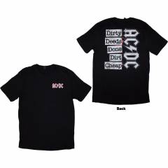 【予約商品】AC/DC バンドTシャツ ユニセックス: Mini Logo / Dirty Deeds (Black) (Back Print) - BLACK