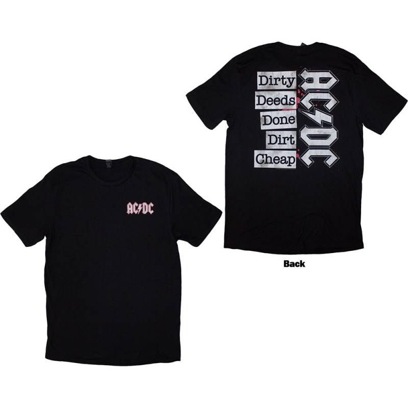 【予約商品】AC/DC バンドTシャツ ユニセックス: Mini Logo / Dirty Deeds (Black) (Back Print) - BLACK