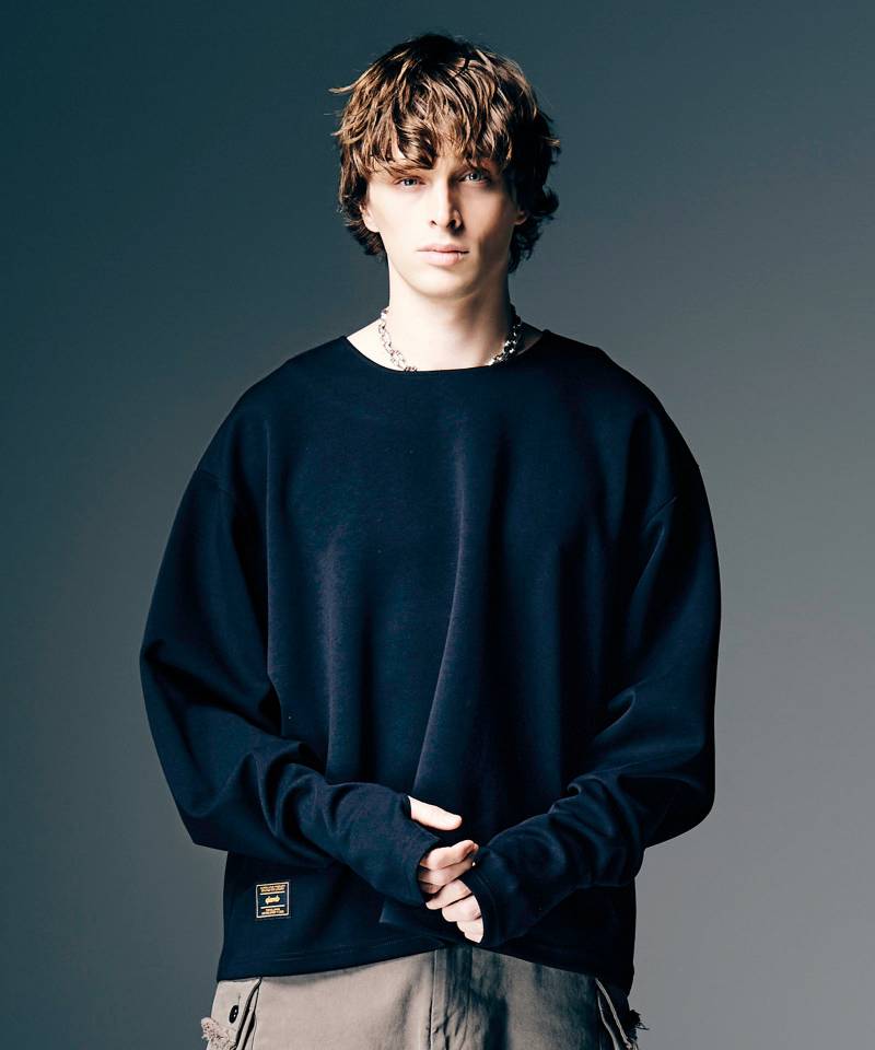 【予約商品】glamb(グラム)Wide Sleeves Smooth Cutsew / ワイドスリーブスムースカットソー - Black