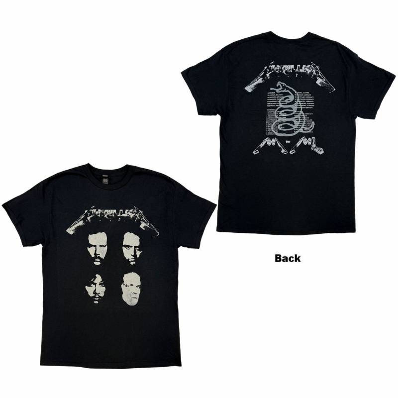 【予約商品】METALLICA バンドTシャツ ユニセックス: 4 Faces (Black) (Back Print)