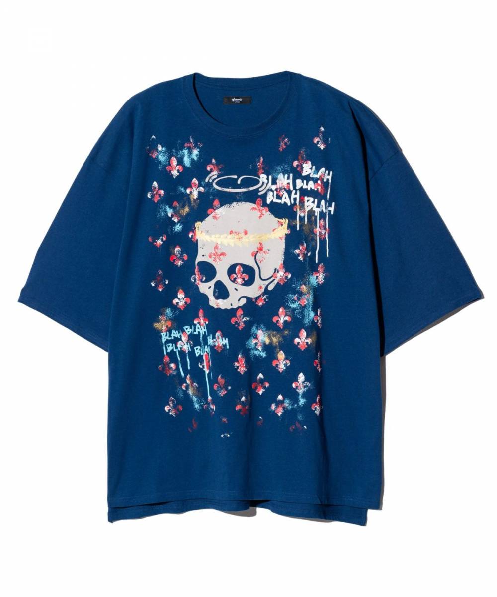 【予約商品】glamb(グラム)GB0125/CS07 : Lily Skull T-Shirt / リリースカルＴシャツ - Blue