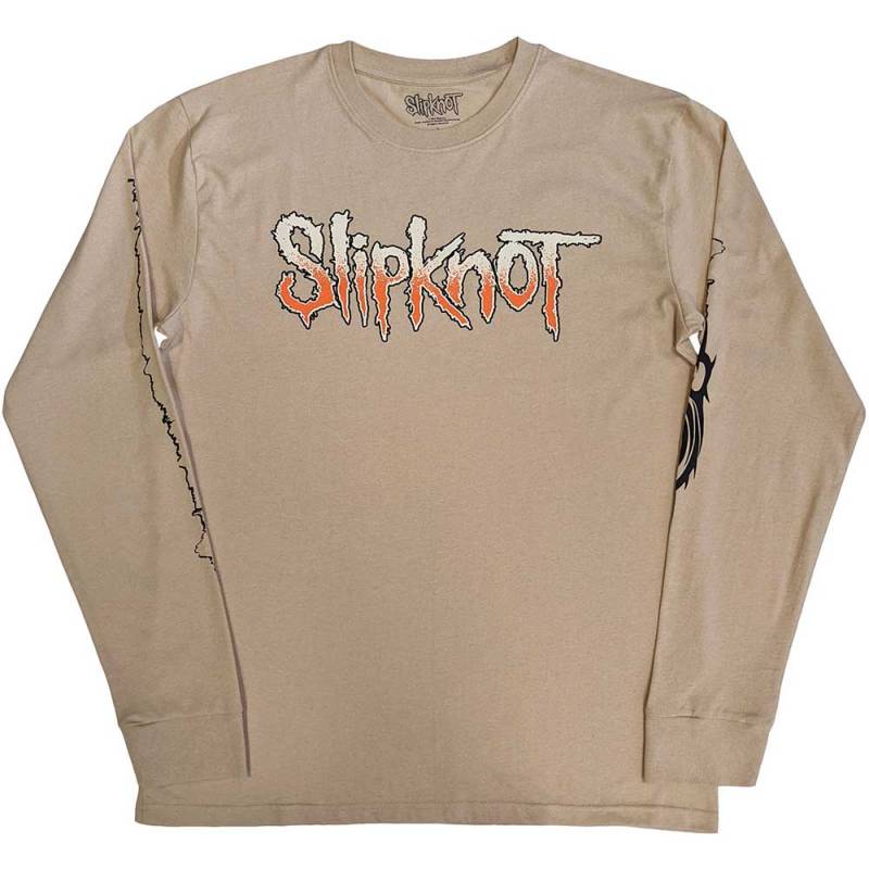 【予約商品】SLIPKNOT Unisex Long Sleeve バンドTシャツ: The End, So Far Logo Barcode (Sand) (Back & Sleeve Print) - SAND