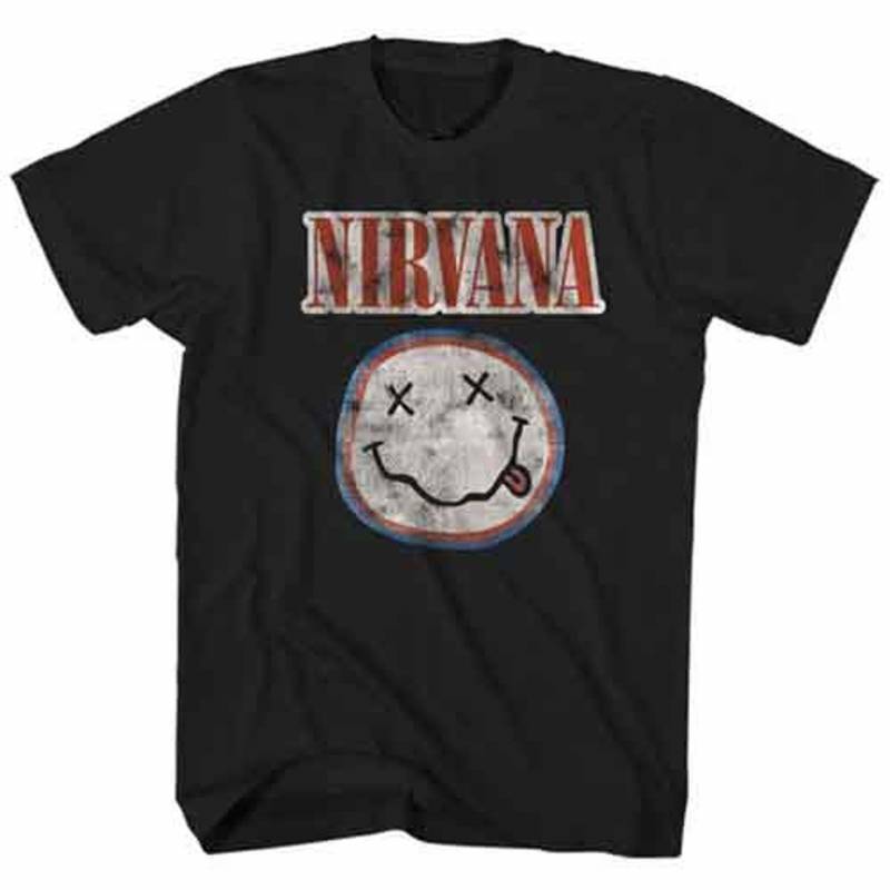 【予約商品】NIRVANA バンドTシャツ ユニセックス: Distressed Logo (Black)