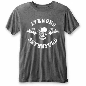 【予約商品】AVENGED SEVENFOLD Unisex Burnout バンドTシャツ: Deathbat (Charcoal Grey) - CHARCOAL GREY