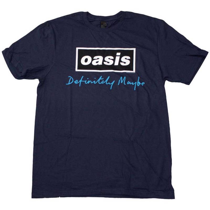【予約商品】OASIS バンドTシャツ ユニセックス: Definitely Maybe Text Logo (Navy Blue)