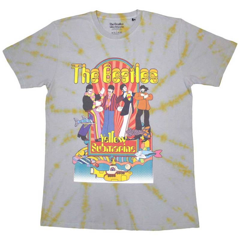 【予約商品】THE BEATLES バンドTシャツ ユニセックス: Yellow Submarine Band & Fish (Grey) (Wash Collection)