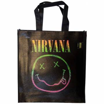 【予約商品】NIRVANA Eco Shopper: Sorbet Ray Happy Face (Black) (Back Print) - BLACK