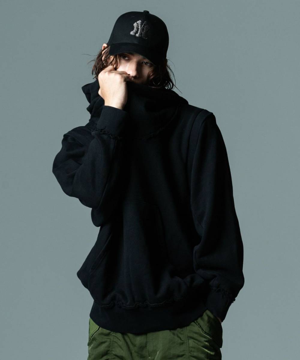 glamb (グラム)GB0422/CS02 : Big Drape Hoodie / ビッグドレープフーディ - Black