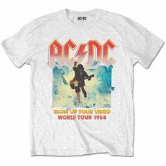 【予約商品】AC/DC バンドTシャツ ユニセックス: Blow Up Your Video (White) - WHITE